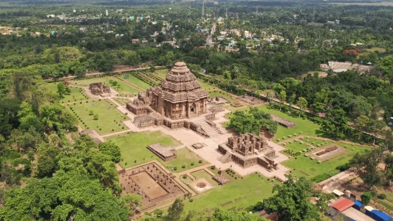 An aerial view of the full temple complex